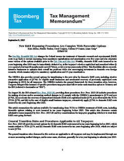 New R&E Expensing Procedures Are Complex With Favorable Options