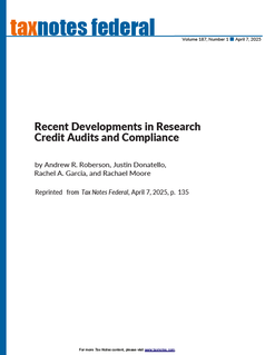 Recent Developments in Research Credit Audits and Compliance