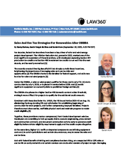 Sales And Use Tax Strategies For Renewables After OBBBA