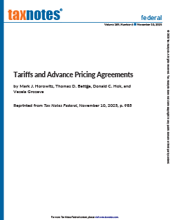 Tariffs and Advance Pricing Agreements