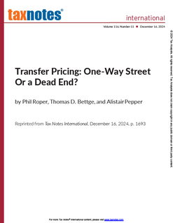 Transfer Pricing: One-Way Street or a Dead End?